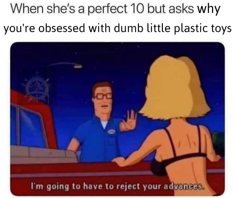 reddit suez canal meme - When she's a perfect 10 but asks why you're obsessed with dumb little plastic toys I'm going to have to reject your advances.