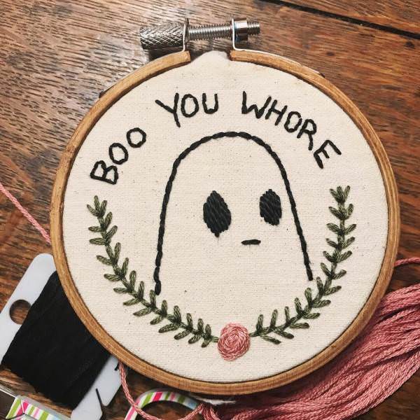 hand ghost embroidery - you Whore 008