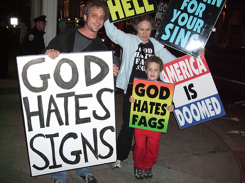 westboro baptist church counter protest signs - Hellco Lod Ha Fa . Godismerica God Is Hates Loored Fags Doo Signs Jeet