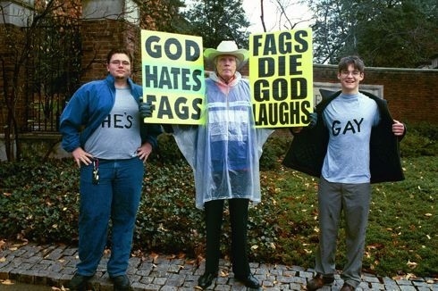 westboro baptist church members - God Fags Hates Adie God Aes Sagstu Laughs Gay