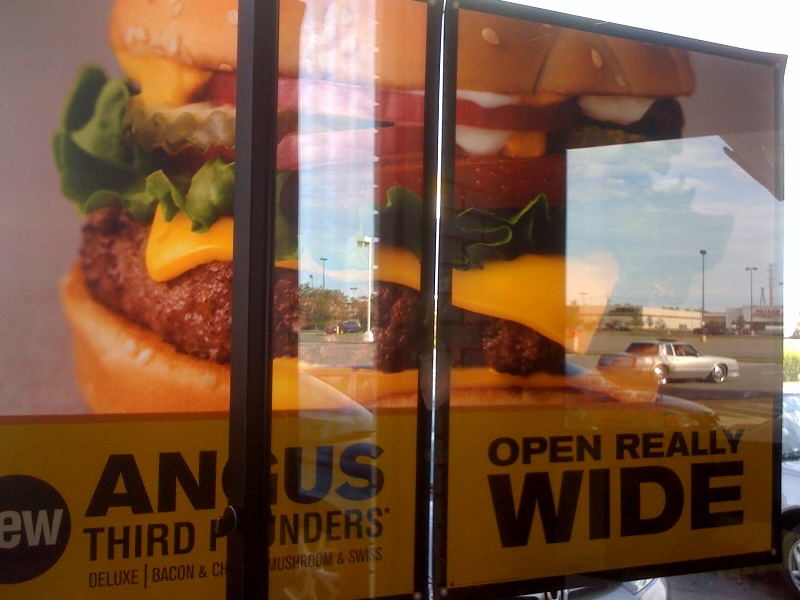 Mcdonalds ad for Angus Burger. Anus open wide.