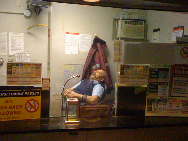 Subway TTC guy asleep at the switch