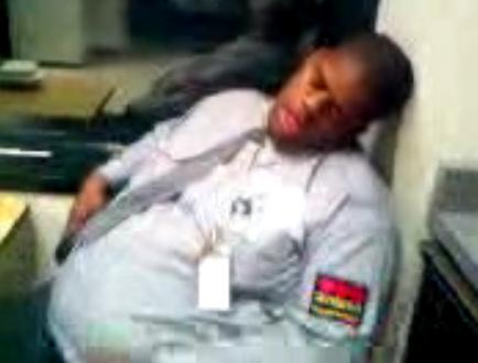 Fat lazy security guard
