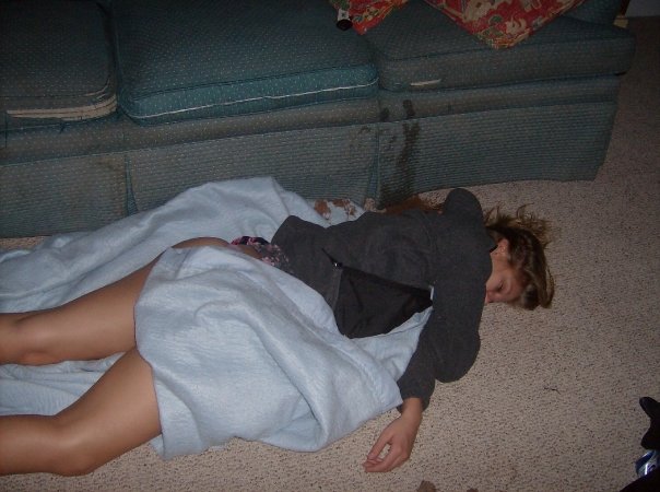 passed out girl at a party