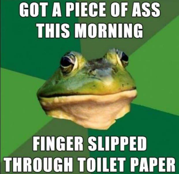 photo caption - Got A Piece Of Ass This Morning Finger Slipped Through Toilet Paper