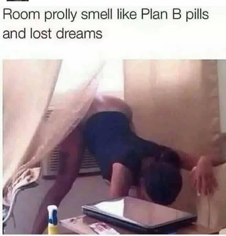 room smells like meme - Room prolly smell Plan B pills and lost dreams