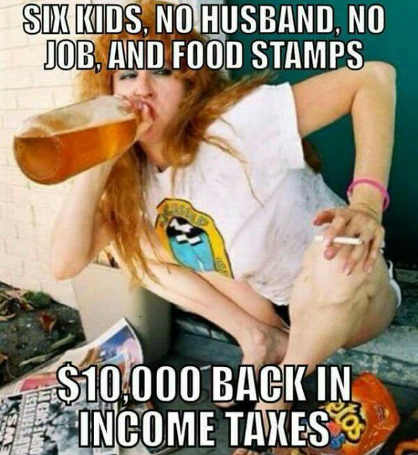 redneck woman meme - Six Kids, No Husband, No Job, And Food Stamps $10,000 Back In Income Taxes