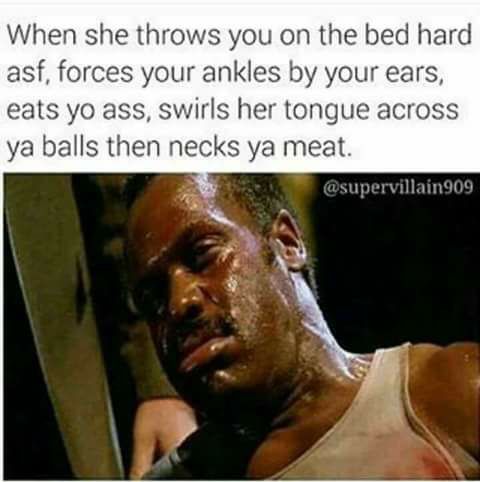 you nutted 6 flops ago meme - When she throws you on the bed hard asf, forces your ankles by your ears, eats yo ass, swirls her tongue across ya balls then necks ya meat.