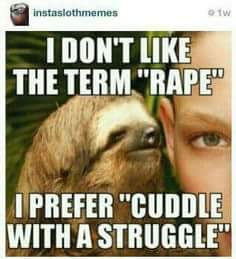 cuddle with a struggle sloth - instaslothmemes tw I Don'T The Term "Rape" I Prefer "Cuddle With A Struggle"