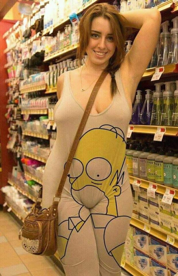 woman in homer simpson dress