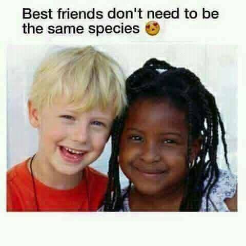 african american & white kids - Best friends don't need to be the same species