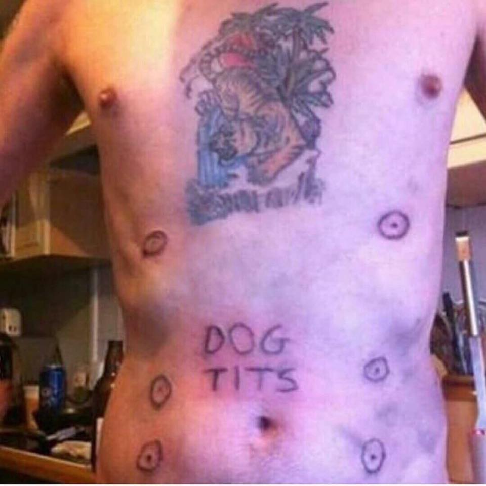 worst tattoos ever - Dog Tits