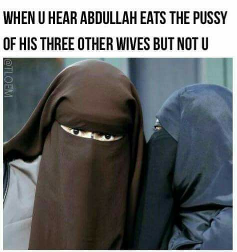 Woman in burkas whispering as to when they learn Abdullah treats the other 3 wives differently.