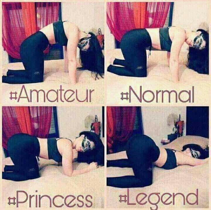 Meme showing the different position of a girl from behind