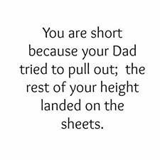 wanting to be alone quotes - You are short because your Dad tried to pull out; the rest of your height landed on the sheets.