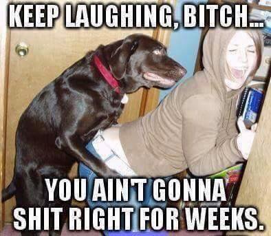 keep laughing meme - Keep Laughing, Bitch. You Aint Gonna Shit Right For Weeks.
