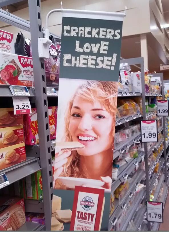 crackers love cheese meme - Yvita Crackers Love Cheese! Rinn Crunc 3.29 Savel 11.99 the 1.99 Mainland Tasty 1.79