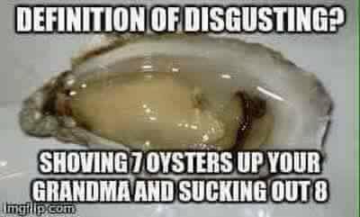 memes - oyster - Definition Of Disgusting? Shoving 7 Oysters Up Your Grandma And Sucking Out 8 mgfilip.com