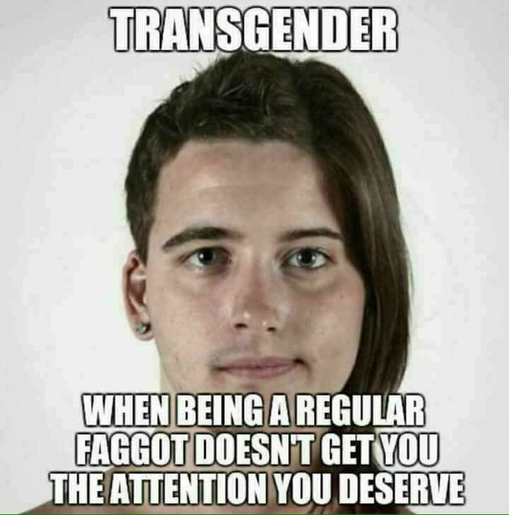 memes - photo caption - Transgender When Being A Regular Faggot Doesnt Get You The Attention You Deserve