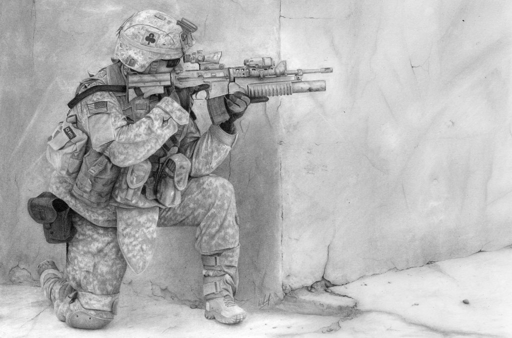 Drawing of a US soldier