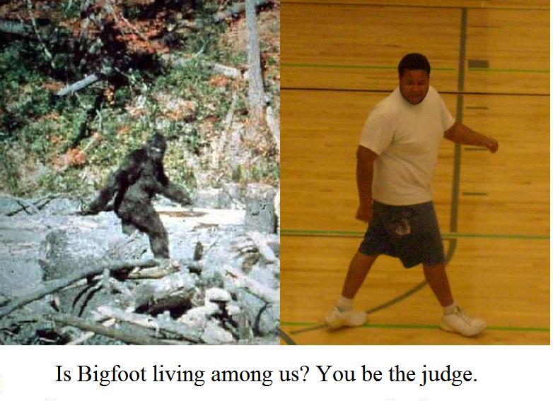 Picture of bigfoot playing some bball