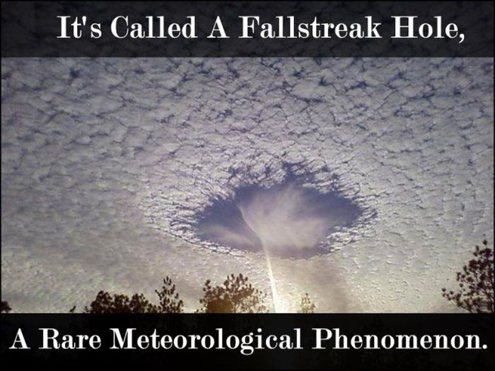 sky punch - It's Called A Fallstreak Hole, A Rare Meteorological Phenomenon.