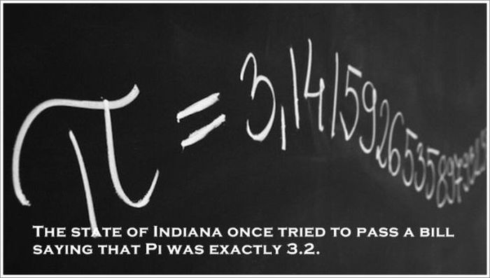 pi day - The State Of Indiana Once Tried To Pass A Bill Saying That Pi Was Exactly 3.2.