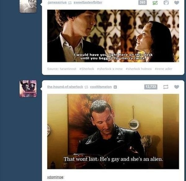 tumblr - johnlock proof tumblr posts - amessi swosttasteofbitter I would have you right here on this desk until you begged for mercy twice Source antist Sherlock Sherlock x ne sherlock holmes une adler theboundofsherock cooltismelon 12.733 That wont last.
