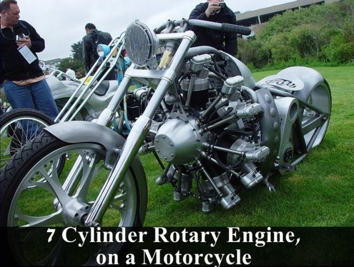 amazing machines - 7 Cylinder Rotary Engine, on a Motorcycle