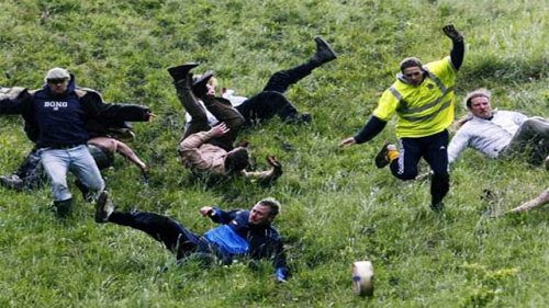 Coopers Hill Cheese Rolling:Imagine 30 grown men running down a hill trying to catch a rolling cheese. Every year this is exactly what happens on Coopers Hill in England.