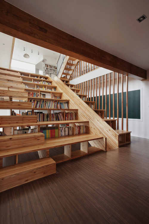 interior desing stair bookcase