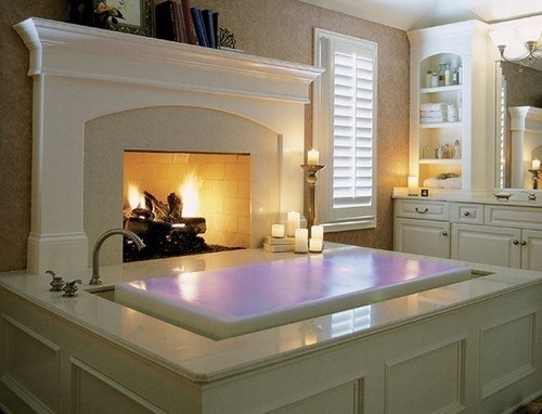 interior desing luxury bathrooms with fireplaces