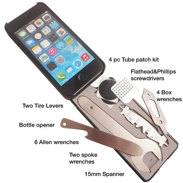 An  iPhone case with 22 bike tools built-in