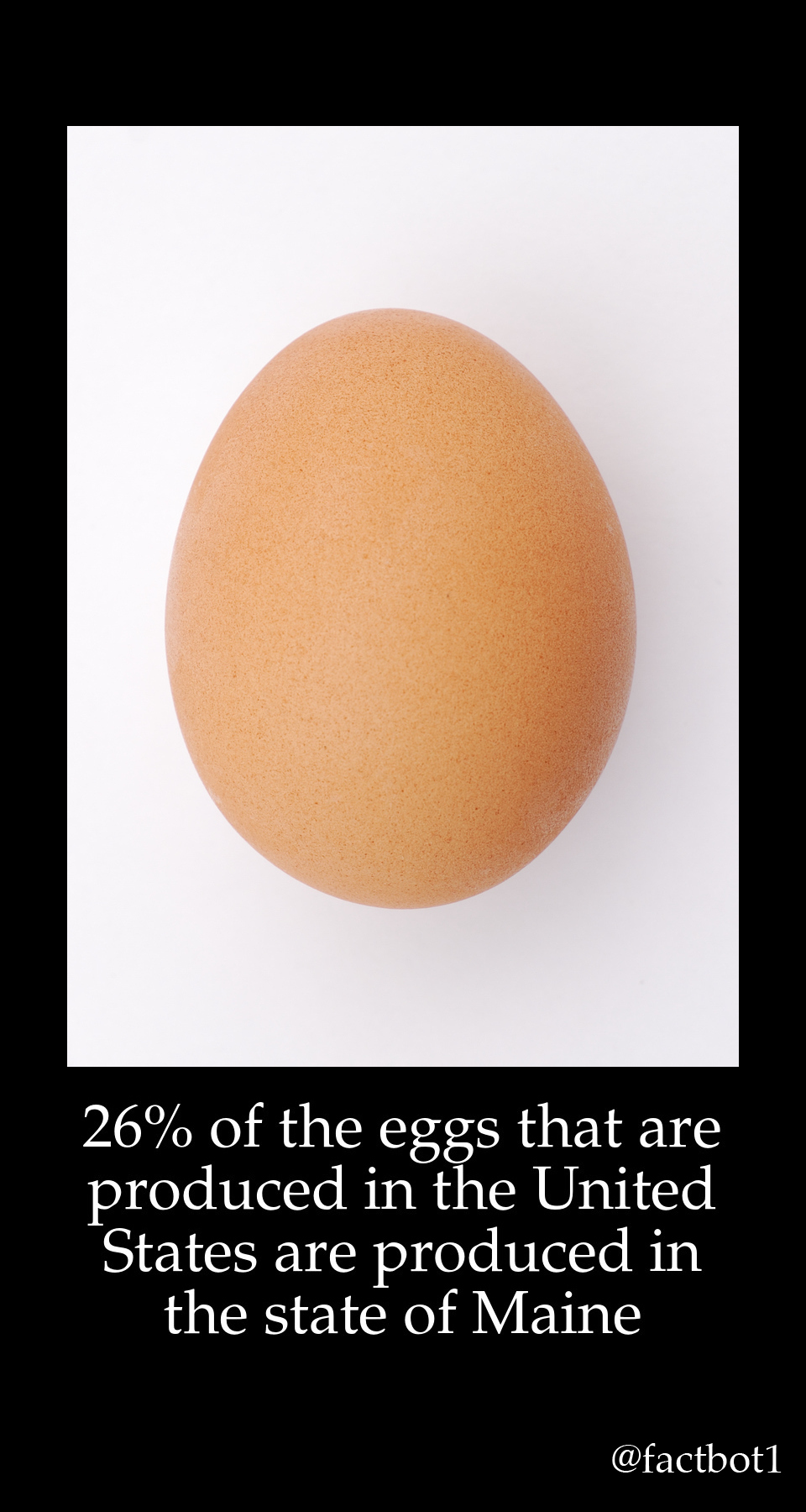 egg - 26% of the eggs that are produced in the United States are produced in the state of Maine