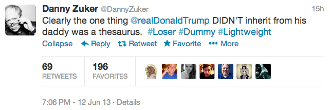 Donald Trump Gets Roasted by Danny Zuker on Twitter