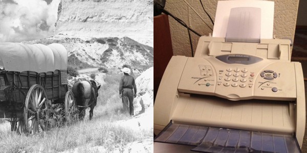 The fax machine was invented the same year people were traveling the Oregon Trail.