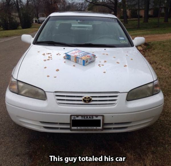 auto body puns - Texas This guy totaled his car