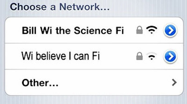 iphone wifi - Choose a Network... Bill Wi the Science Fi ? > Wi believe I can Fi . Other...