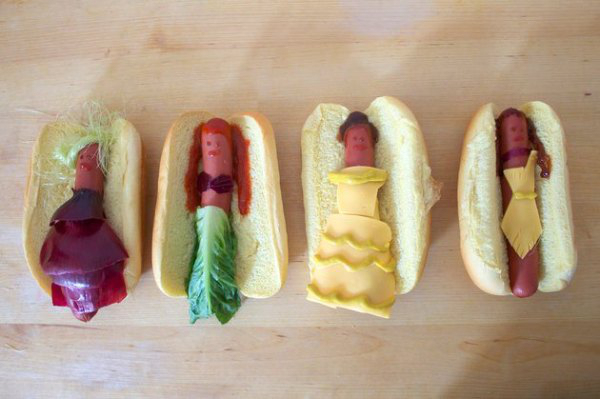 cool food disney princesses as hot dogs
