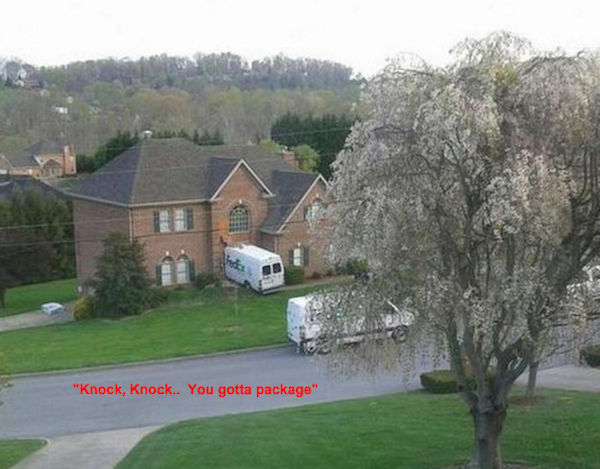 monday meme of your package has arrived meme - "Knock, Knock.. You gotta package"