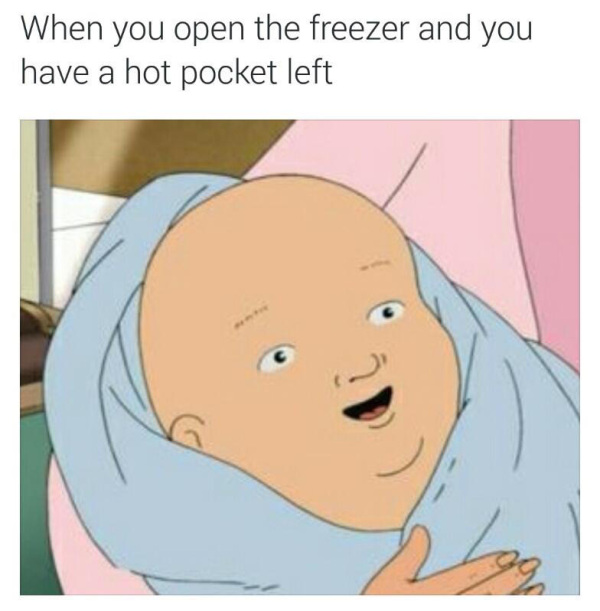 Meme about finding one more hot pocket in the freezer