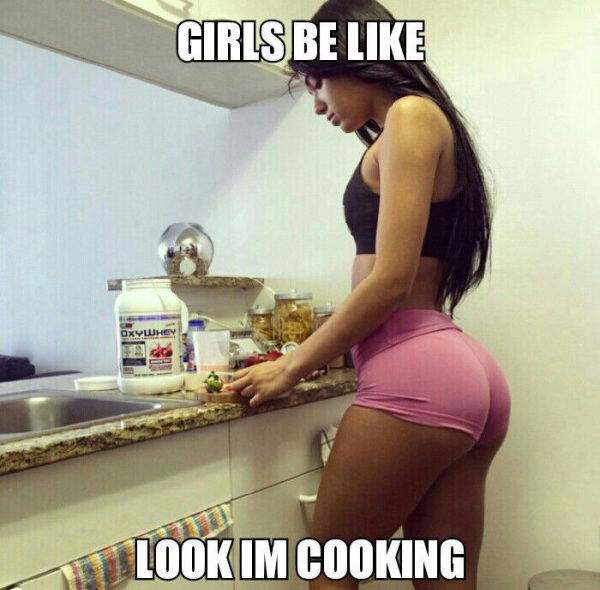 Meme making fun of girls on Instagram about cooking.