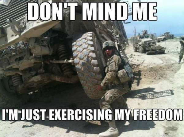 Cool meme of a pic of soldier picking up a truck