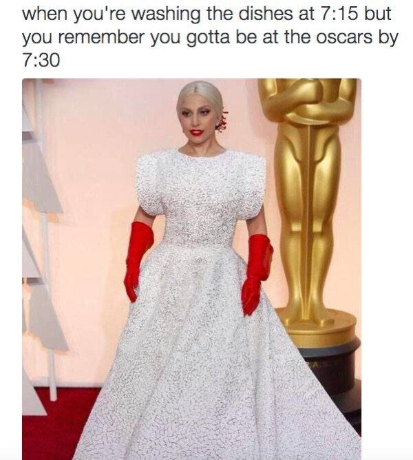 dishwashing gloves meme - when you're washing the dishes at but you remember you gotta be at the oscars by