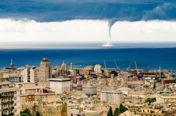 This waterspout that formed off the coast of Genoa, Italy.