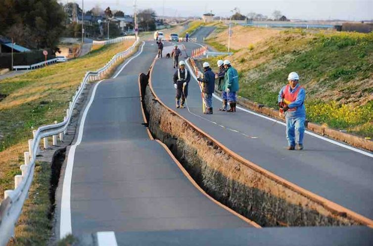 Due to an earthquake, this road has been split in the middle.