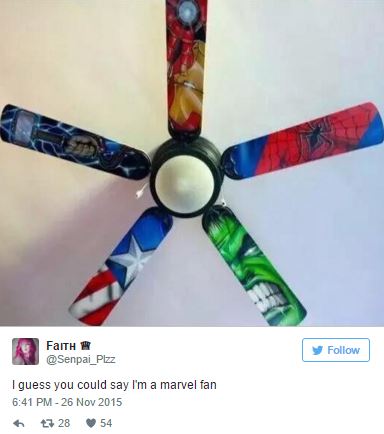 tweet - kids room ceiling fan - Faith Plzz y I guess you could say I'm a marvel fan 4728 54