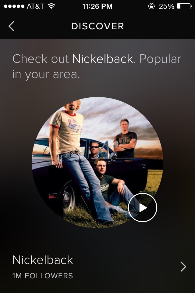 chad kroeger nickelback iphone - ..... At&T @ 25% O Discover Check out Nickelback. Popular in your area. Nickelback 1M ers