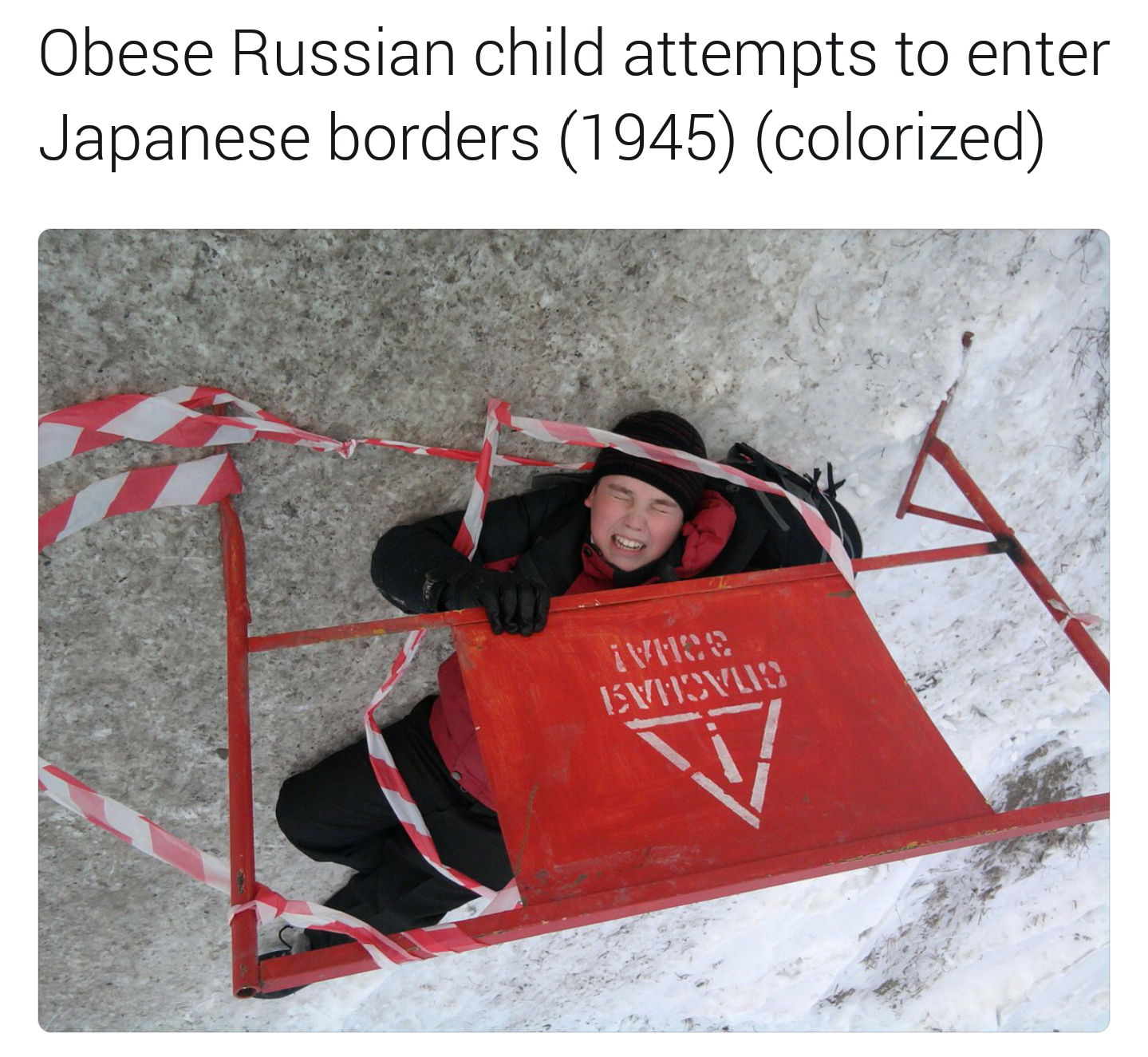 angle - Obese Russian child attempts to enter Japanese borders 1945 colorized iVe Eisvus