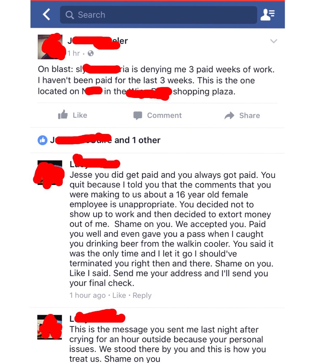 Dude complains and bad mouths a place that he worked for, gets called out for his lies by former boss.